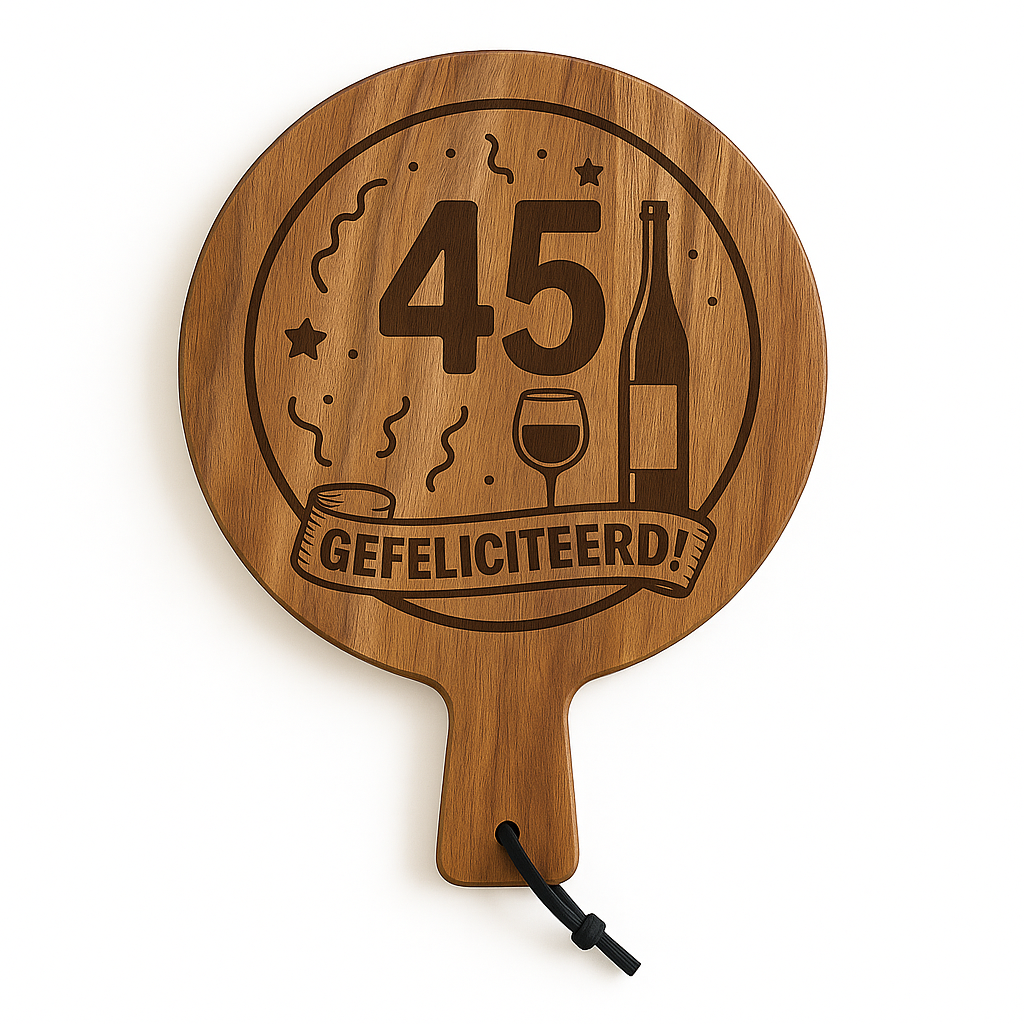 Borrelplank 45 jaar gefeliciteerd Ø29,5cm