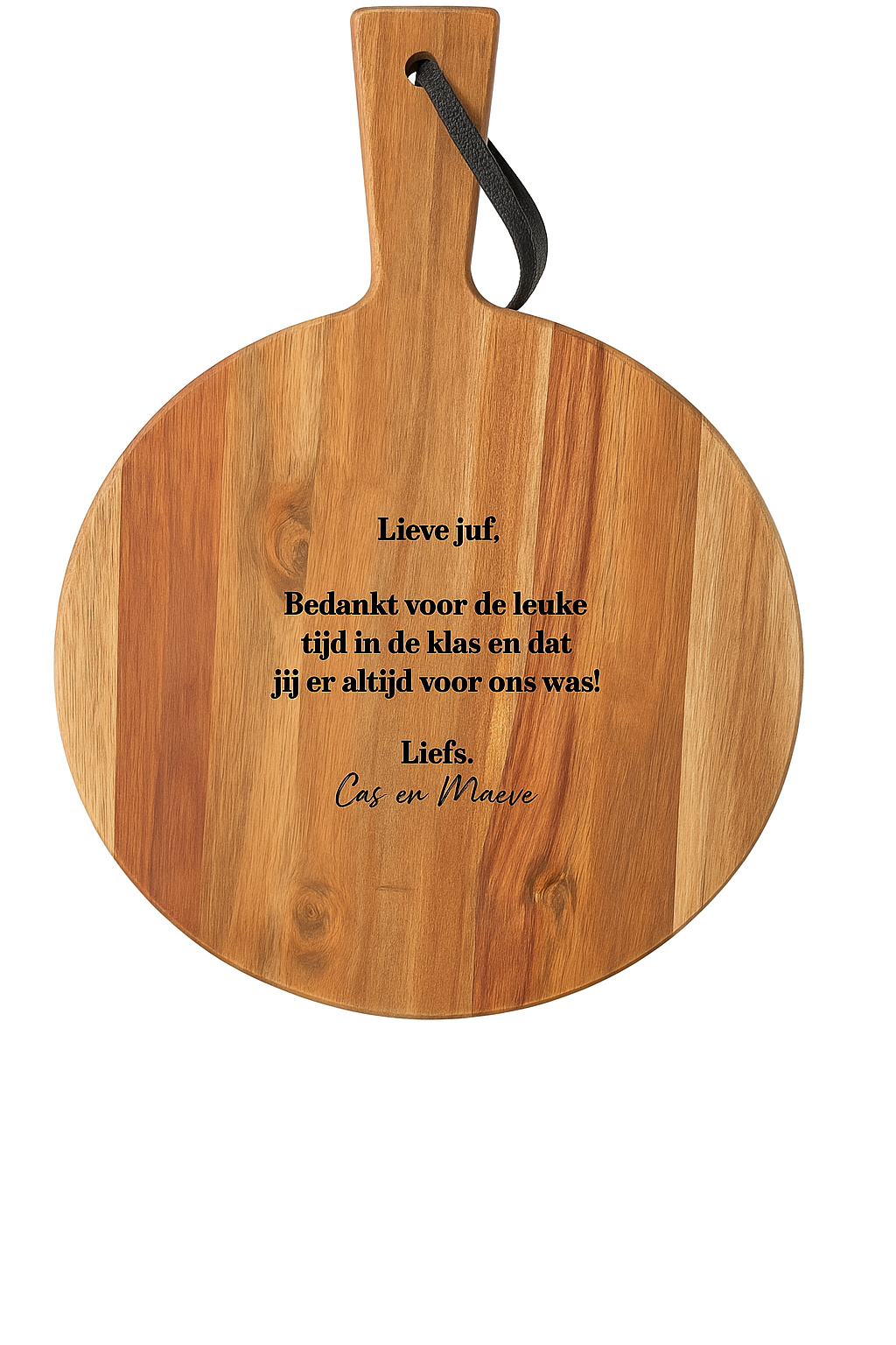 Ronde Acacia Borrelplank Ø29,5 cm – Gepersonaliseerd met Foto of Tekst Gravure – Uniek Cadeau