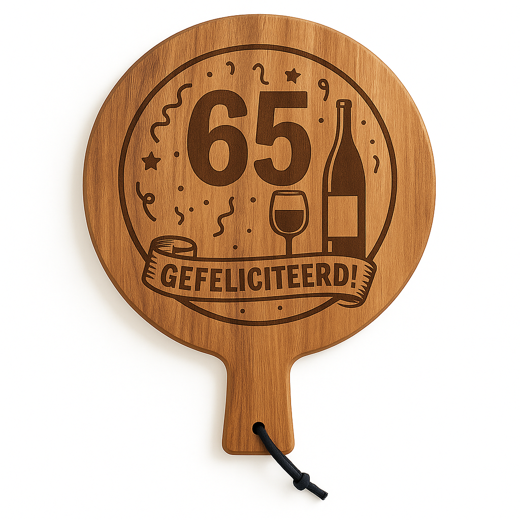 Borrelplank 65 jaar gefeliciteerd Ø29,5cm