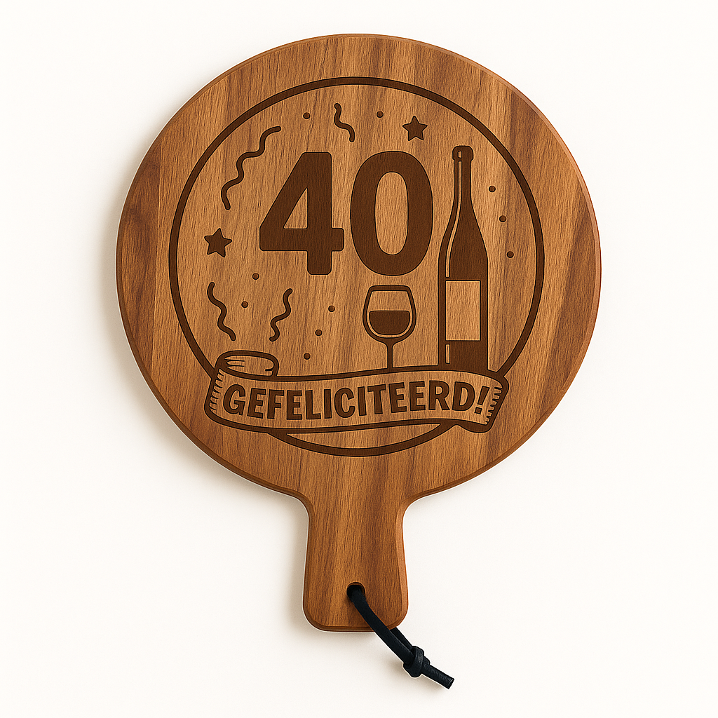 Borrelplank 40 jaar gefeliciteerd Ø29,5cm