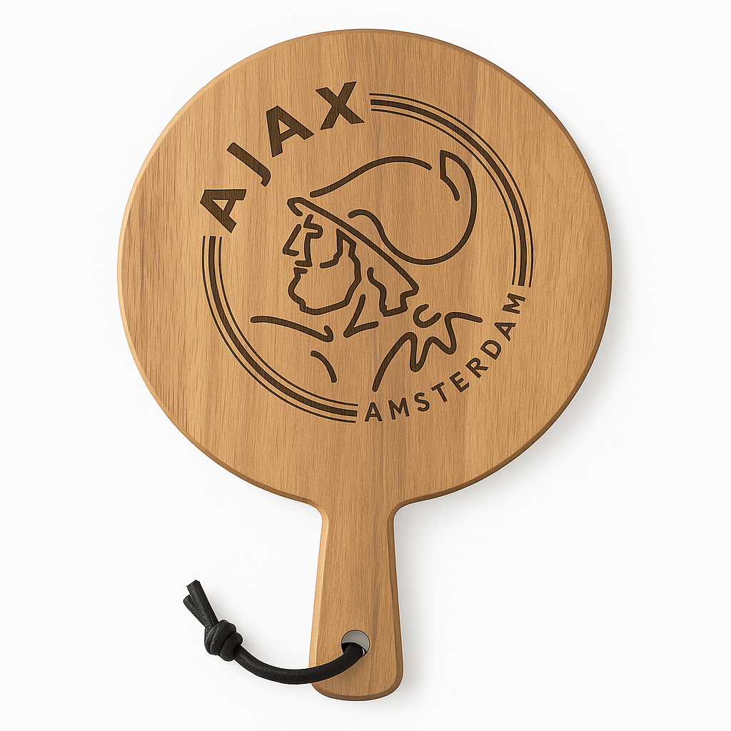 Ronde Acaciahouten Borrelplank – Ø 29,5 cm – Ajax Amsterdam Gravure